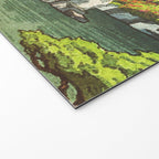 Resting at Dogo - Nature Ukiyo Landscape in Green, Orange, Red & Blue Welcome Mat Gallery Image 2