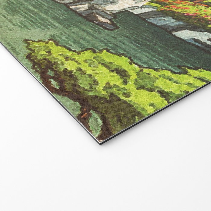 Resting at Dogo - Nature Ukiyo Landscape in Green, Orange, Red & Blue Welcome Mat Gallery Image 2