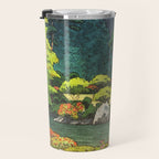 Resting at Dogo - Nature Ukiyo Landscape in Green, Orange, Red & Blue Travel Mug Gallery Image 3