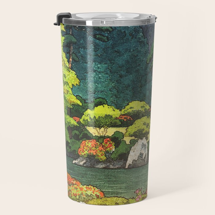 Resting at Dogo - Nature Ukiyo Landscape in Green, Orange, Red & Blue Travel Mug Gallery Image 3