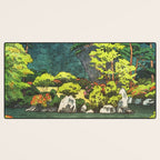 Resting at Dogo - Nature Ukiyo Landscape in Green, Orange, Red & Blue Desk Mat Gallery Image 3