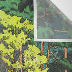 Resting at Dogo - Nature Ukiyo Landscape in Green, Orange, Red & Blue Wall Tapestry Gallery Image 3