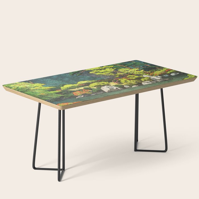Resting at Dogo - Nature Ukiyo Landscape in Green, Orange, Red & Blue Coffee Table Gallery Image 1