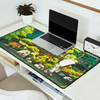 Resting at Dogo - Nature Ukiyo Landscape in Green, Orange, Red & Blue Desk Mat Gallery Image 2