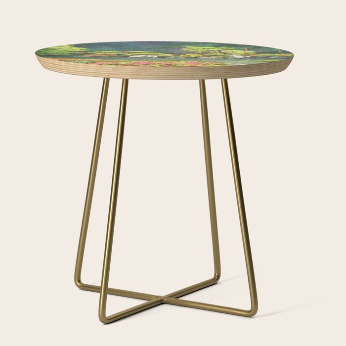 Resting at Dogo - Nature Ukiyo Landscape in Green, Orange, Red & Blue Side Table Gallery Image 1