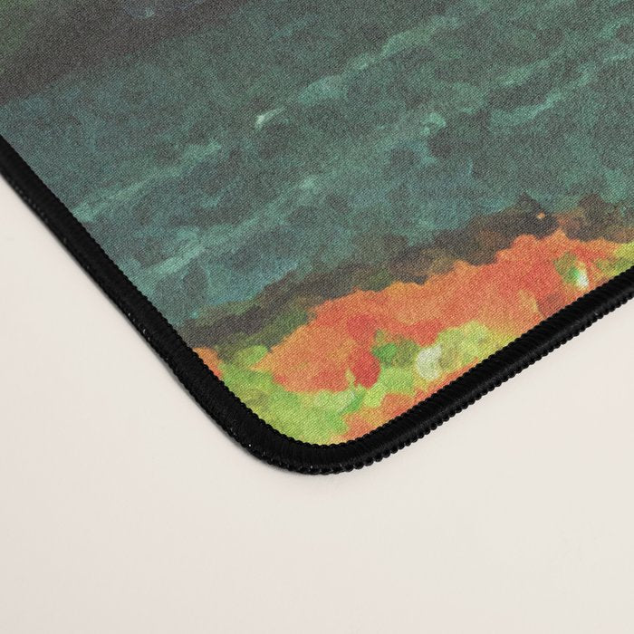 Resting at Dogo - Nature Ukiyo Landscape in Green, Orange, Red & Blue Desk Mat Gallery Image 4