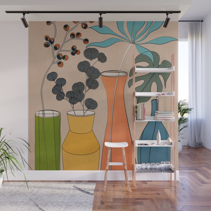 Modern Minimalist Abstract Vases 1 Wall Mural Gallery Image 1