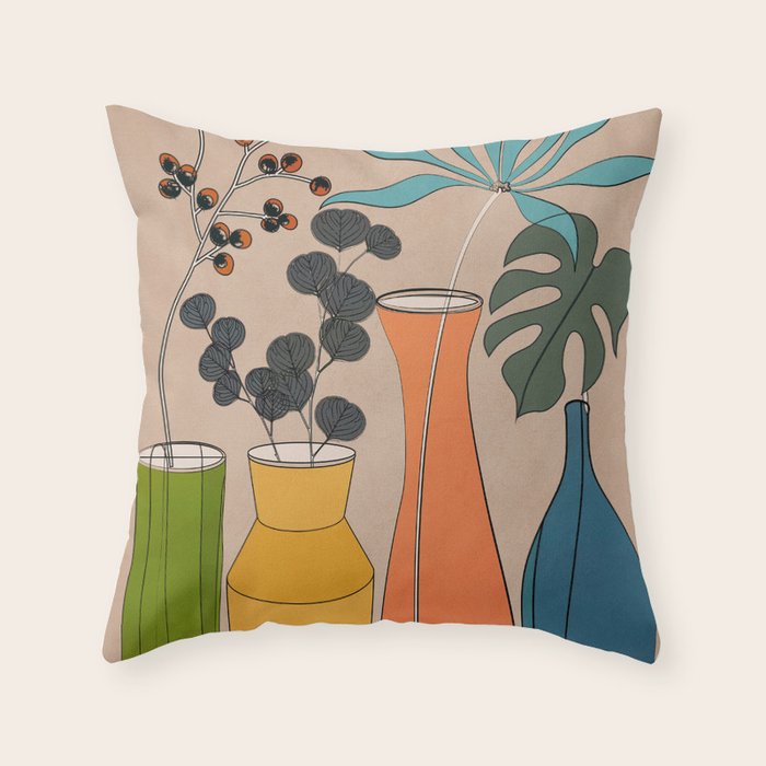 Modern Minimalist Abstract Vases 1 Throw Pillow Gallery Image 6