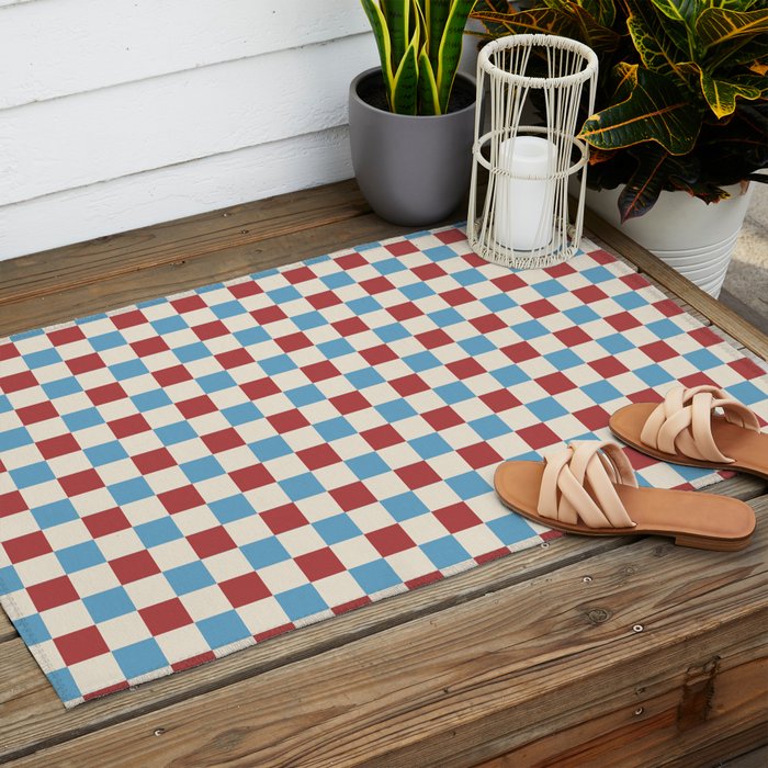 Retro Checkerboard Pattern - Cozy Heirloom Outdoor Rug Gallery Image 2