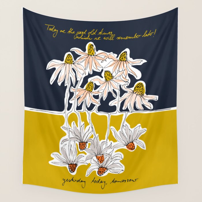 How time goes by - coneflower Wall Tapestry Gallery Image 4