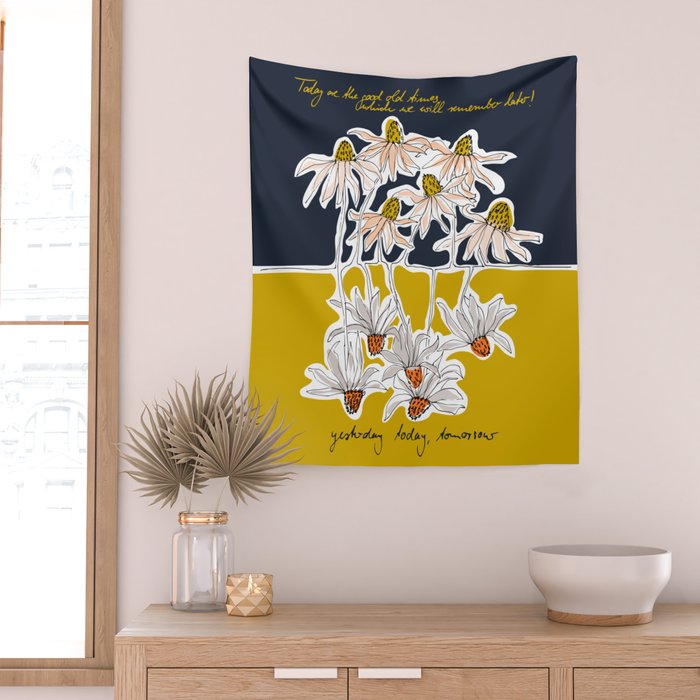 How time goes by - coneflower Wall Tapestry Gallery Image 2