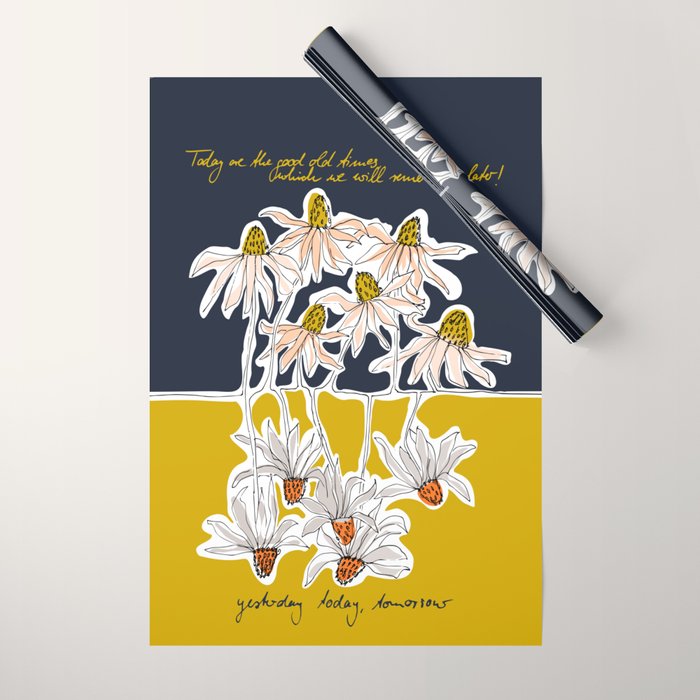 How time goes by - coneflower Wrapping Paper Gallery Image 1