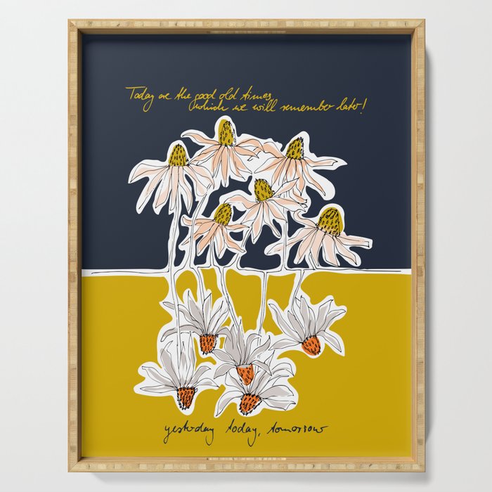 How time goes by - coneflower Serving Tray Gallery Image 1