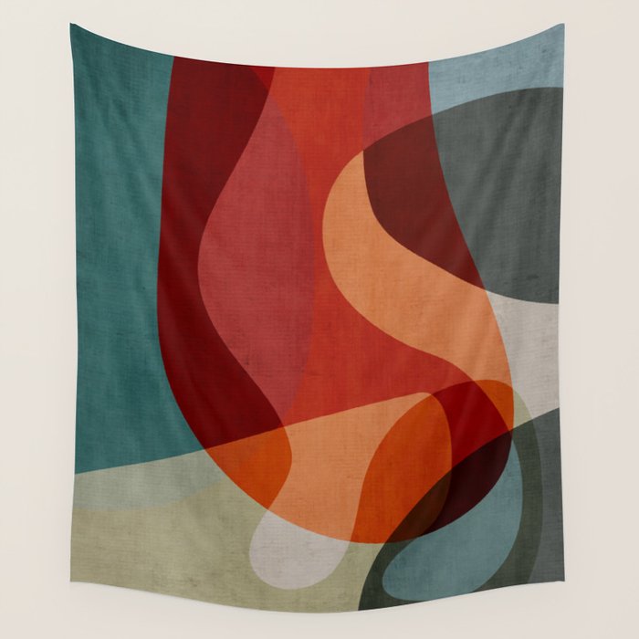 MCM Abstract Red Beige II Wall Tapestry Gallery Image 1