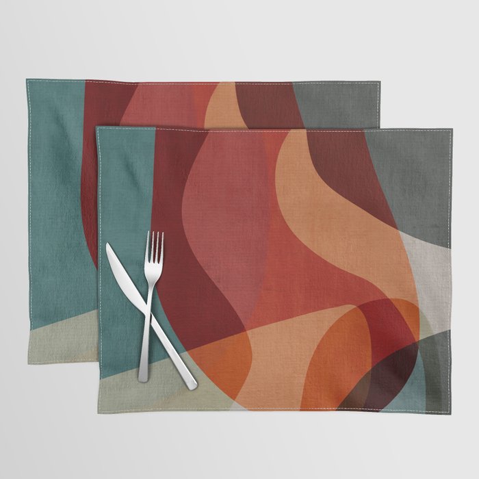 MCM Abstract Red Beige II Placemat Gallery Image 1