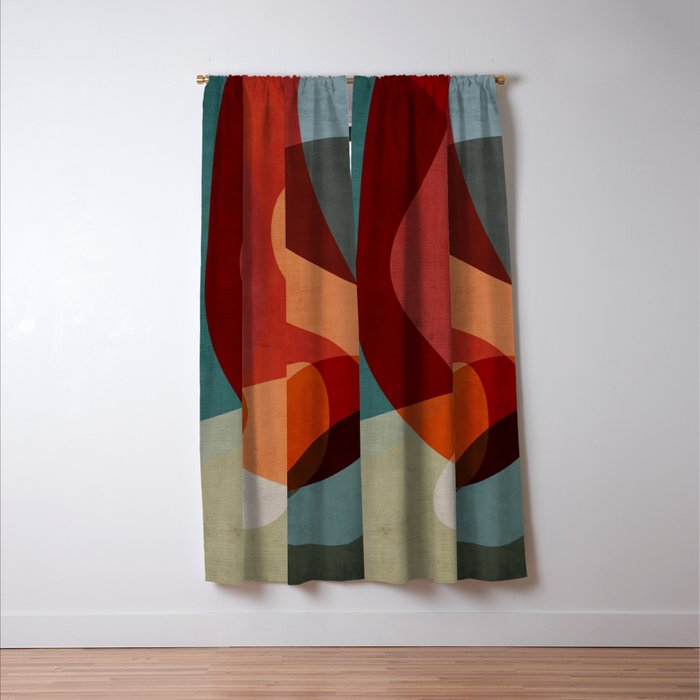 MCM Abstract Red Beige II Window Curtain Gallery Image 3