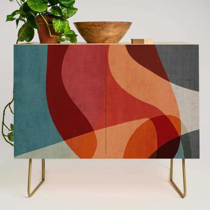 MCM Abstract Red Beige II Credenza Gallery Image 1