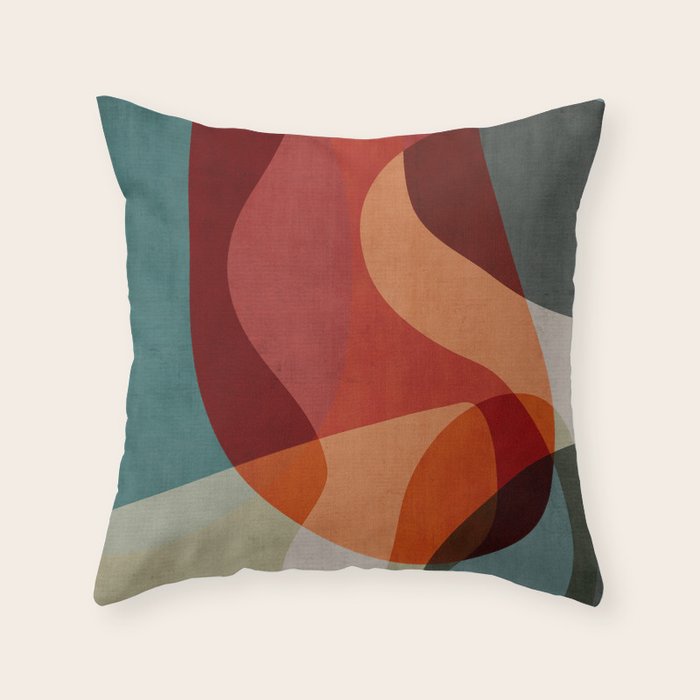 MCM Abstract Red Beige II Throw Pillow Gallery Image 6