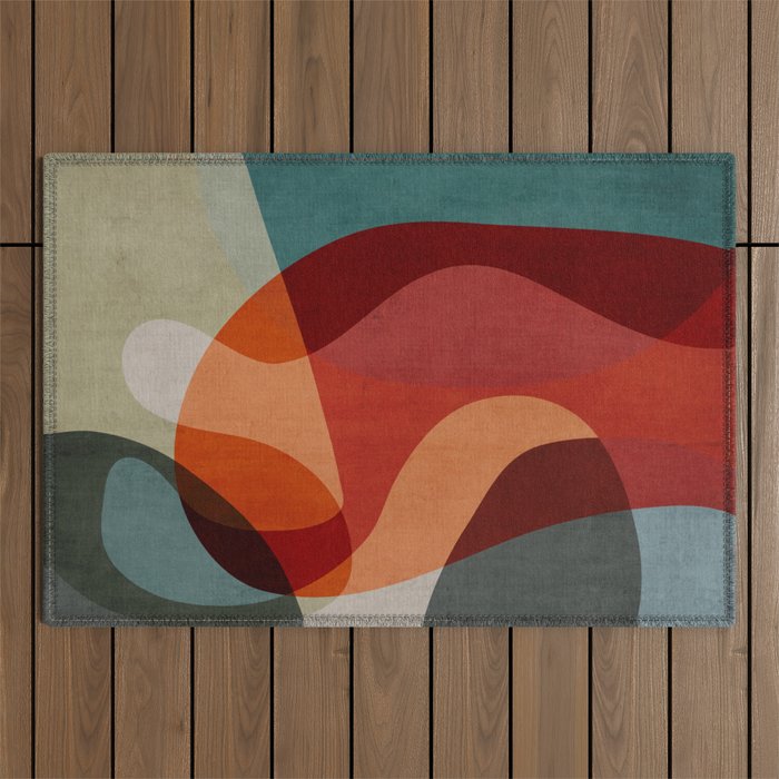 MCM Abstract Red Beige II Outdoor Rug Gallery Image 1