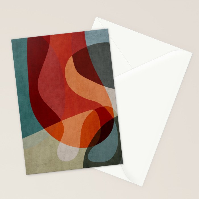 MCM Abstract Red Beige II Stationery Card Gallery Image 2