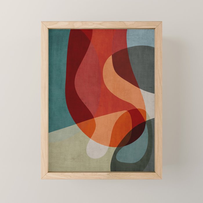 MCM Abstract Red Beige II Mini Art Print Gallery Image 1