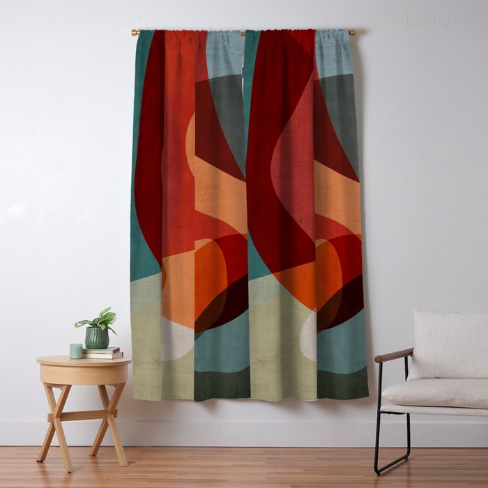 MCM Abstract Red Beige II Window Curtain Gallery Image 1
