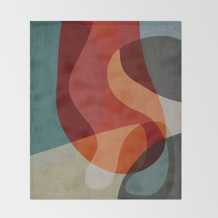 MCM Abstract Red Beige II Throw Blanket Gallery Image 2