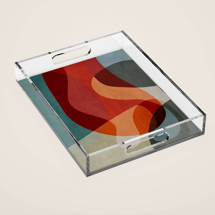 MCM Abstract Red Beige II Acrylic Tray Gallery Image 1