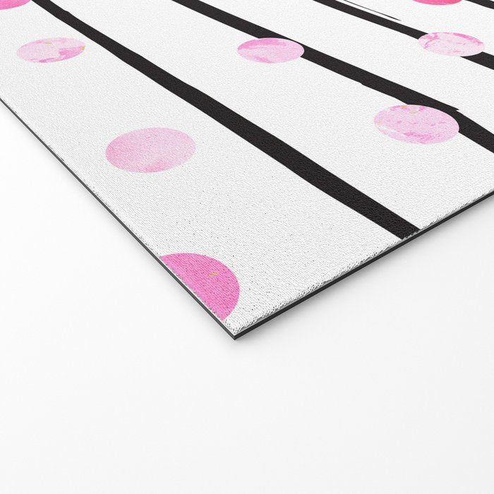 Blush pink black watercolor modern stripes polka dots Welcome Mat Gallery Image 2