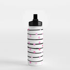 Blush pink black watercolor modern stripes polka dots Water Bottle Gallery Image 2