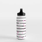 Blush pink black watercolor modern stripes polka dots Water Bottle Gallery Image 3