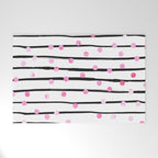 Blush pink black watercolor modern stripes polka dots Welcome Mat Gallery Image 1