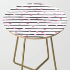 Blush pink black watercolor modern stripes polka dots Side Table Gallery Image 2