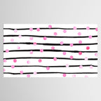Blush pink black watercolor modern stripes polka dots Tablecloth Gallery Image 2