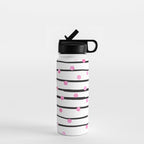 Blush pink black watercolor modern stripes polka dots Water Bottle Gallery Image 1