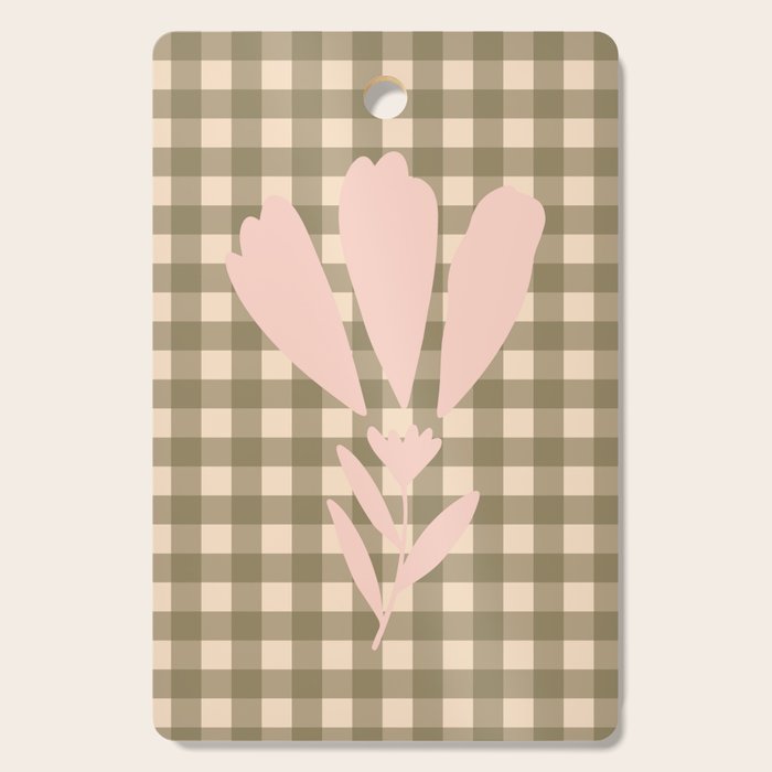 Gingham Plaid Olive Vintage Green Cutting Board Gallery Image 1