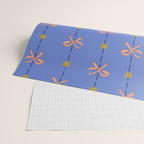 Cute Hair Bows & Stars in Sky Blue & Peach Wrapping Paper Gallery Image 2