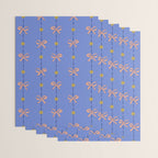 Cute Hair Bows & Stars in Sky Blue & Peach Wrapping Paper Gallery Image 3