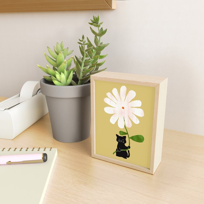 Cat with flower Mini Art Print Gallery Image 2