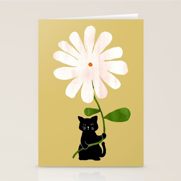 Cat with flower Stationery Card Gallery Image 1