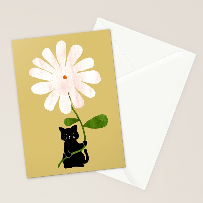 Cat with flower Stationery Card Gallery Image 2