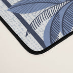 Retro Palm Springs vibes // white background highball indigo electric and pastel blue palm trees oxford navy blue lines Desk Mat Gallery Image 4