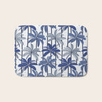 Retro Palm Springs vibes // white background highball indigo electric and pastel blue palm trees oxford navy blue lines Bath Mat Gallery Image 1