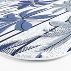 Retro Palm Springs vibes // white background highball indigo electric and pastel blue palm trees oxford navy blue lines Bath Mat Gallery Image 3