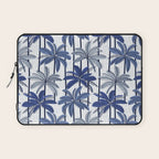 Retro Palm Springs vibes // white background highball indigo electric and pastel blue palm trees oxford navy blue lines Laptop Sleeve Gallery Image 1