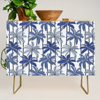 Retro Palm Springs vibes // white background highball indigo electric and pastel blue palm trees oxford navy blue lines Credenza Gallery Image 1