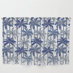 Retro Palm Springs vibes // white background highball indigo electric and pastel blue palm trees oxford navy blue lines Wall Hanging Gallery Image 1