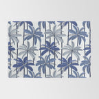 Retro Palm Springs vibes // white background highball indigo electric and pastel blue palm trees oxford navy blue lines Rug Gallery Image 2