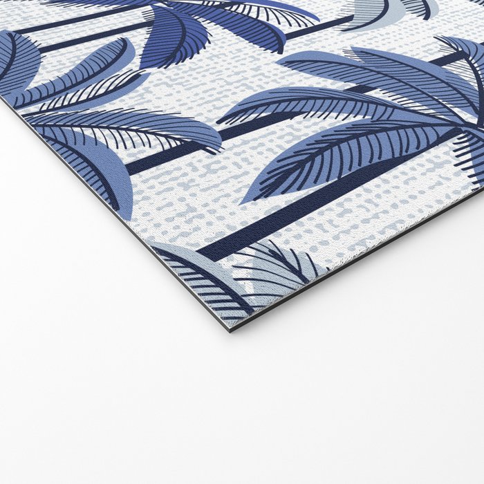 Retro Palm Springs vibes // white background highball indigo electric and pastel blue palm trees oxford navy blue lines Welcome Mat Gallery Image 2