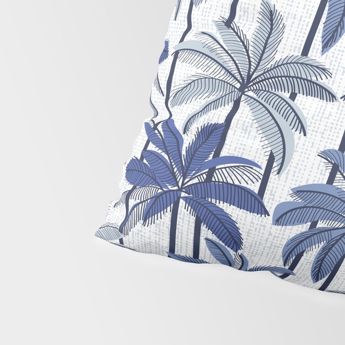 Retro Palm Springs vibes // white background highball indigo electric and pastel blue palm trees oxford navy blue lines Pillow Sham Gallery Image 4